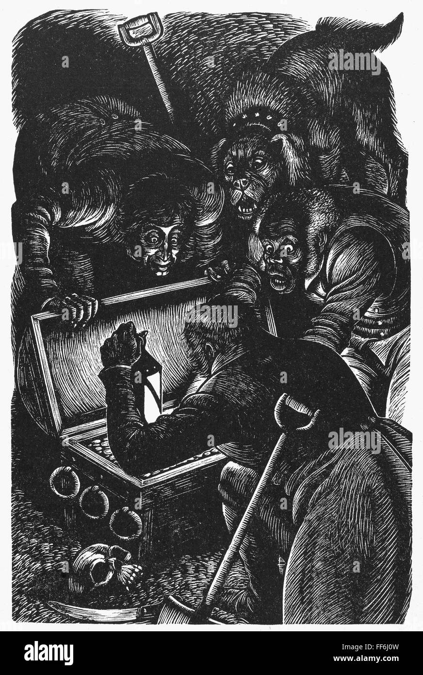 POE THE GOLD BUG, 1843. /nWood engraving by Fritz Eichenberg for a 1944 edition of Edgar Allan