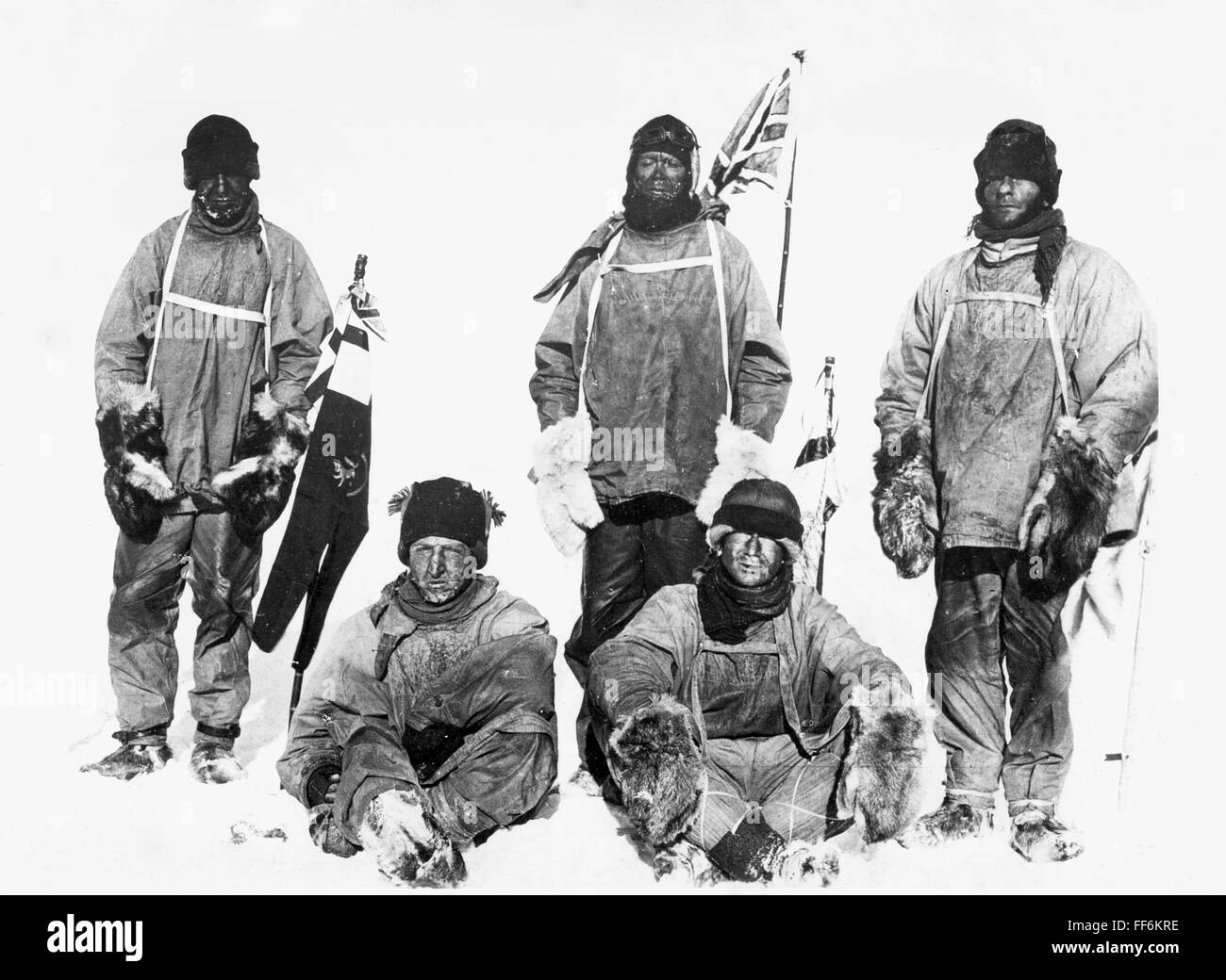 At the South Pole left to right Wilson Scott Evans Oates Bowers with  Amundsen s tent behind them Stock Photo - Alamy