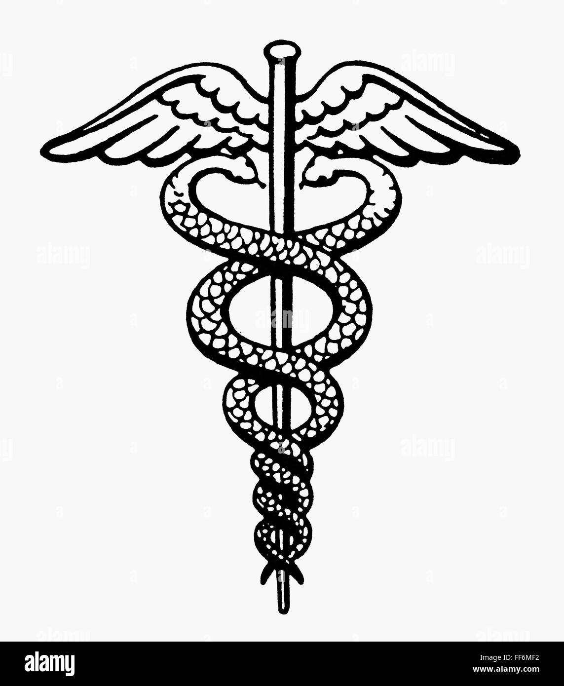 THE CADUCEUS. /nAn insignia modeled on Hermes' staff and used as the symbol of the medical profession. Stock Photo