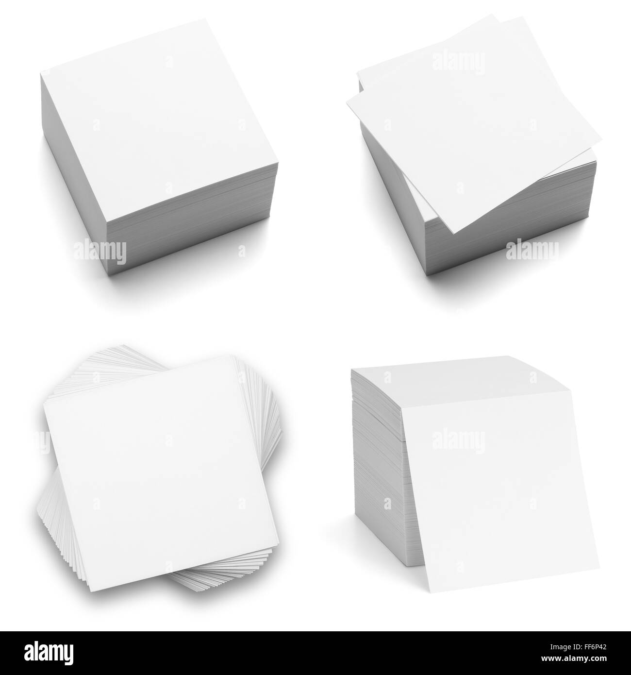 collection-of-note-paper-stacks-isolated-on-the-white-background