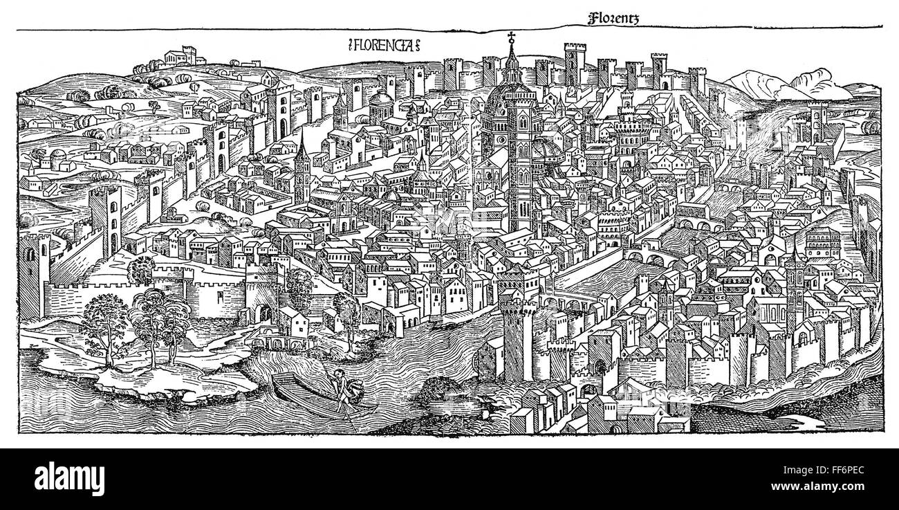 FLORENCE, ITALY, 1493. /nWoodcut, German, 1493. Stock Photo