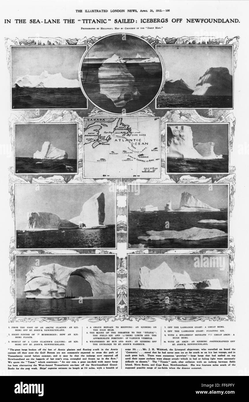 TITANIC ICEBERGS 1912 nIcebergs Off Newfoundland Where The TITANIC ICEBERGS 1912 nIcebergs Off Newfoundland Where The