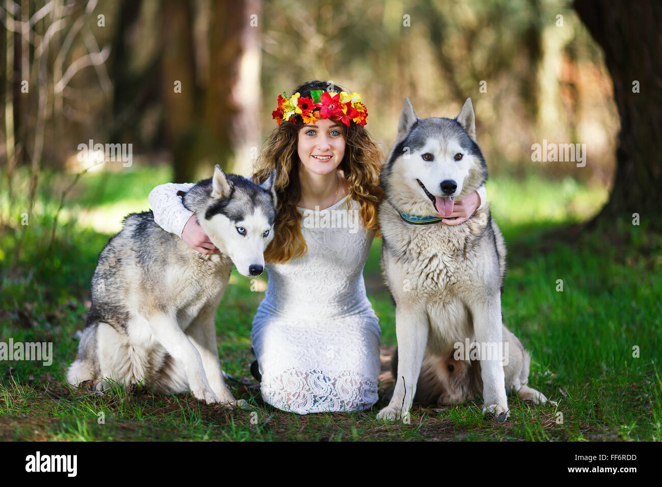 beautiful girls with dogs