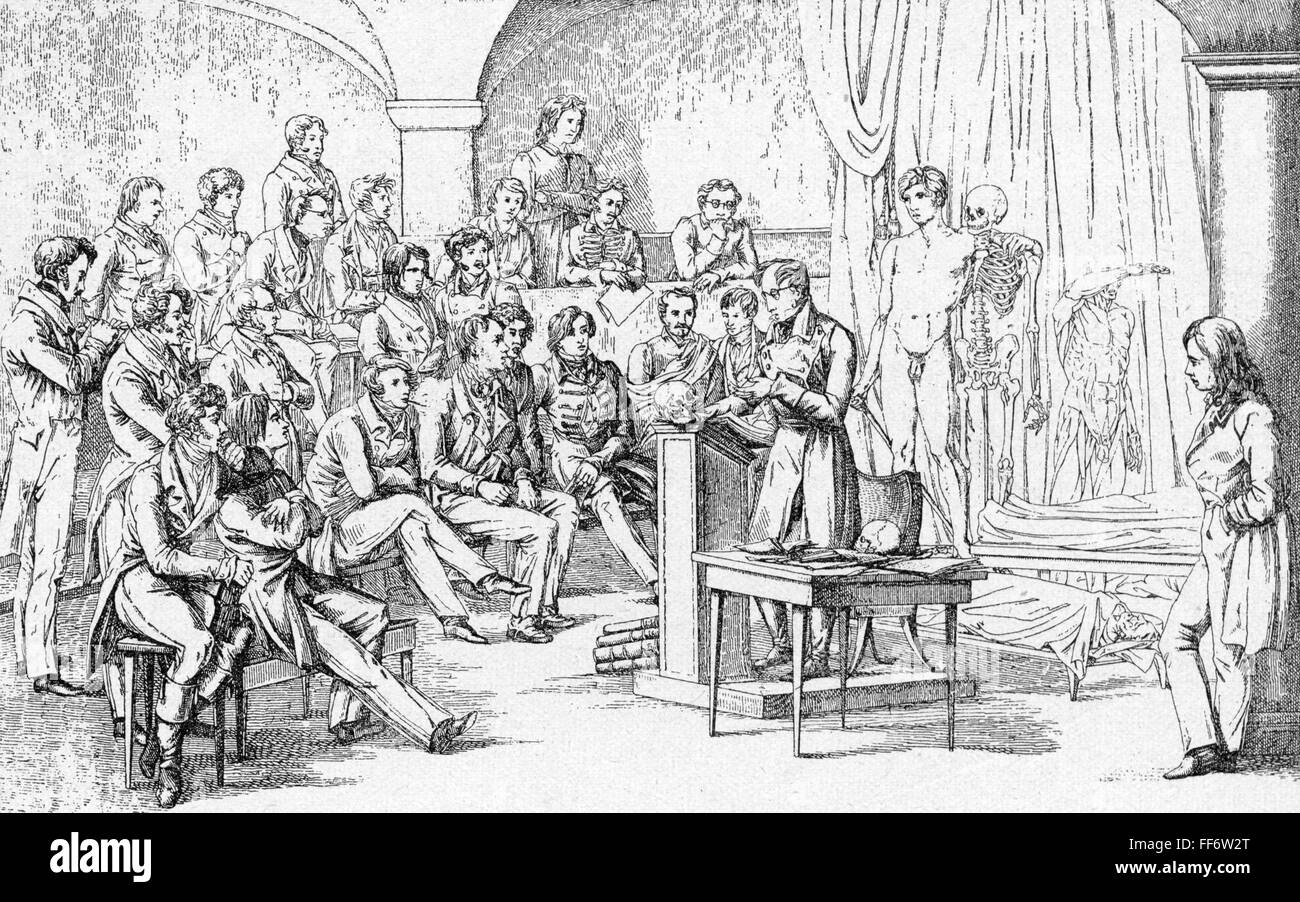 pedagogy,university,lecture room of anatomy,wood engraving,19th century,19th century,graphic,graphics,lessons,hall,halls,class,lecture,classes,lectures,courses,in-service course,medicine,medicines,study,students,student,undergraduate,undergraduates,teachers,lecturer,lecturers,professor,professors,half length,standing,lectern,teacher's desk,desk,table,tables,speak,speaking,listener,listeners,audience,audiences,listening,listen,teach,teaching,teaches,taught,learning,learn,concentration,concentrations,preservice ,Additional-Rights-Clearences-Not Available Stock Photo