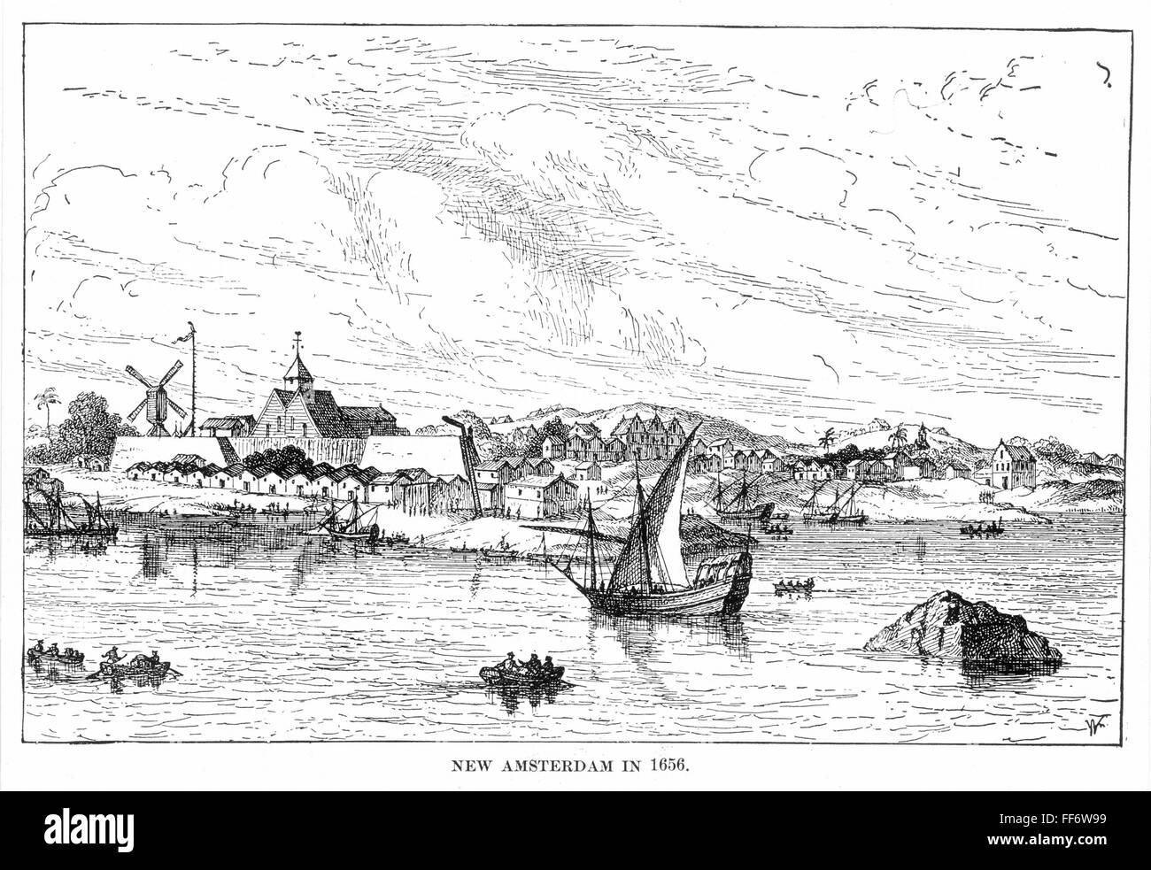 NEW AMSTERDAM, c1656. /nWood engraving, 19th century Stock Photo Alamy