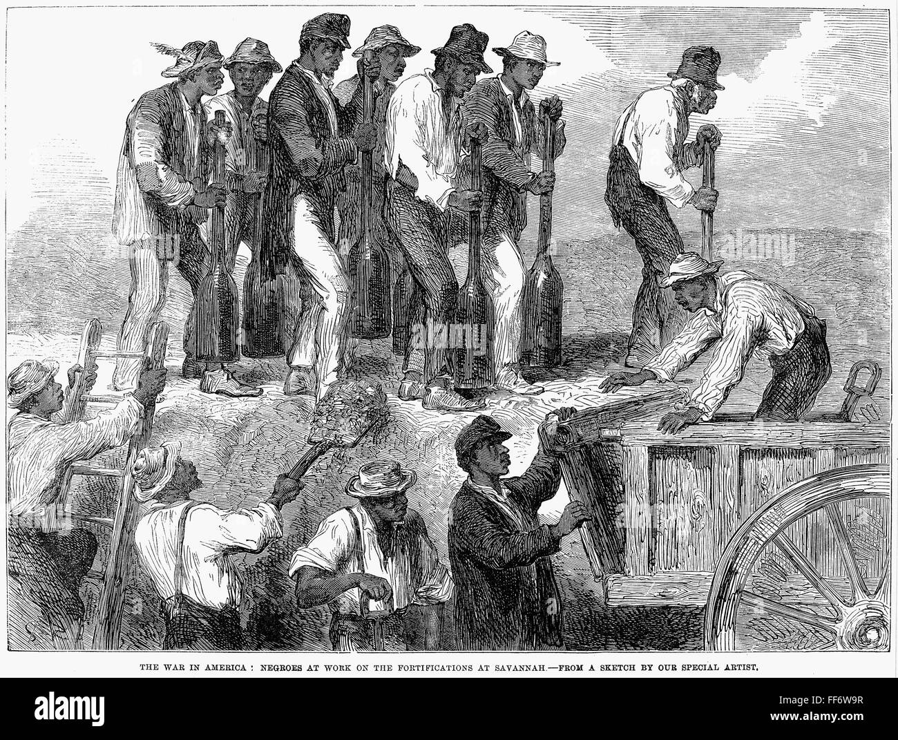 CIVIL WAR SLAVE LABOR. /nPlantation slaves working on the