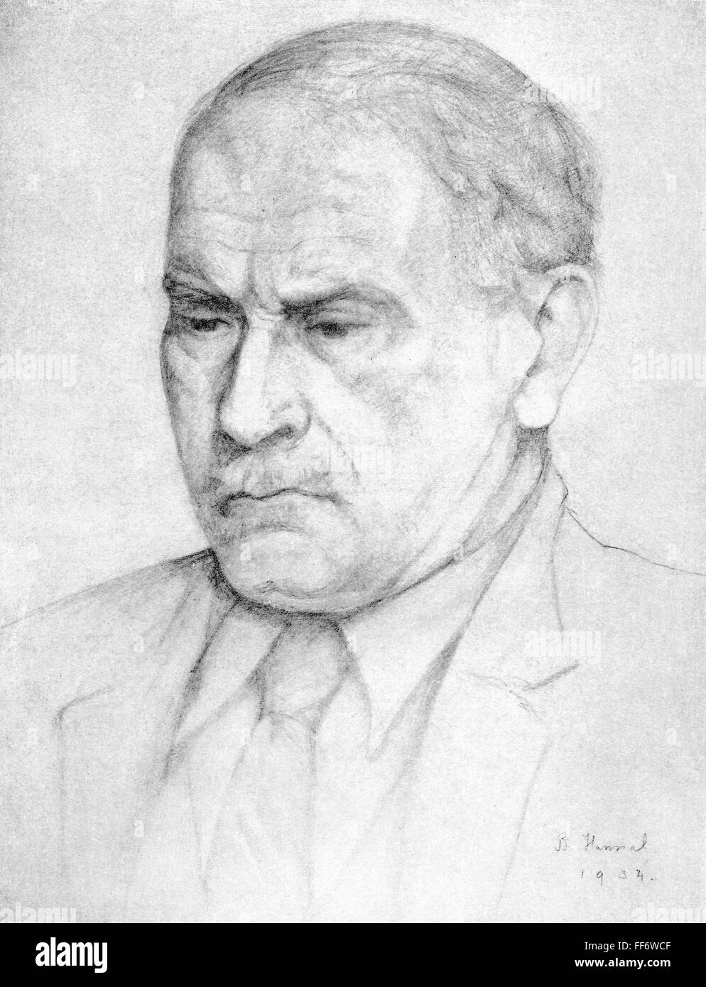CARL GUSTAV JUNG /n(1875-1961). Swiss psychologist and psychiatrist. Chalk drawing, 1934, by Barbara Hannah. Stock Photo
