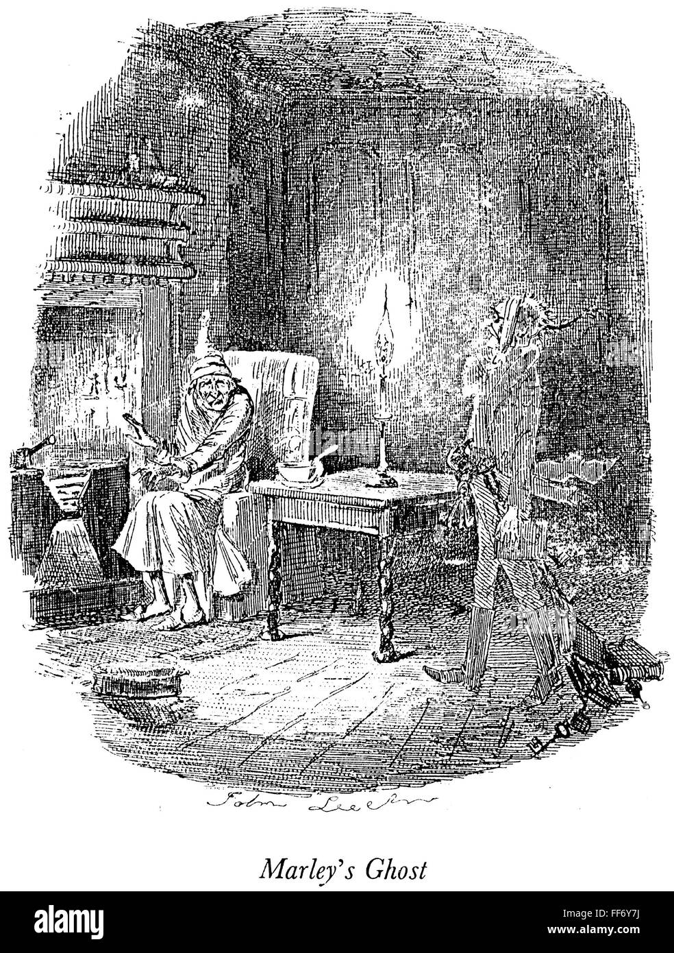 A CHRISTMAS CAROL. /nJacob Marley's Ghost. Etching by John Leech from