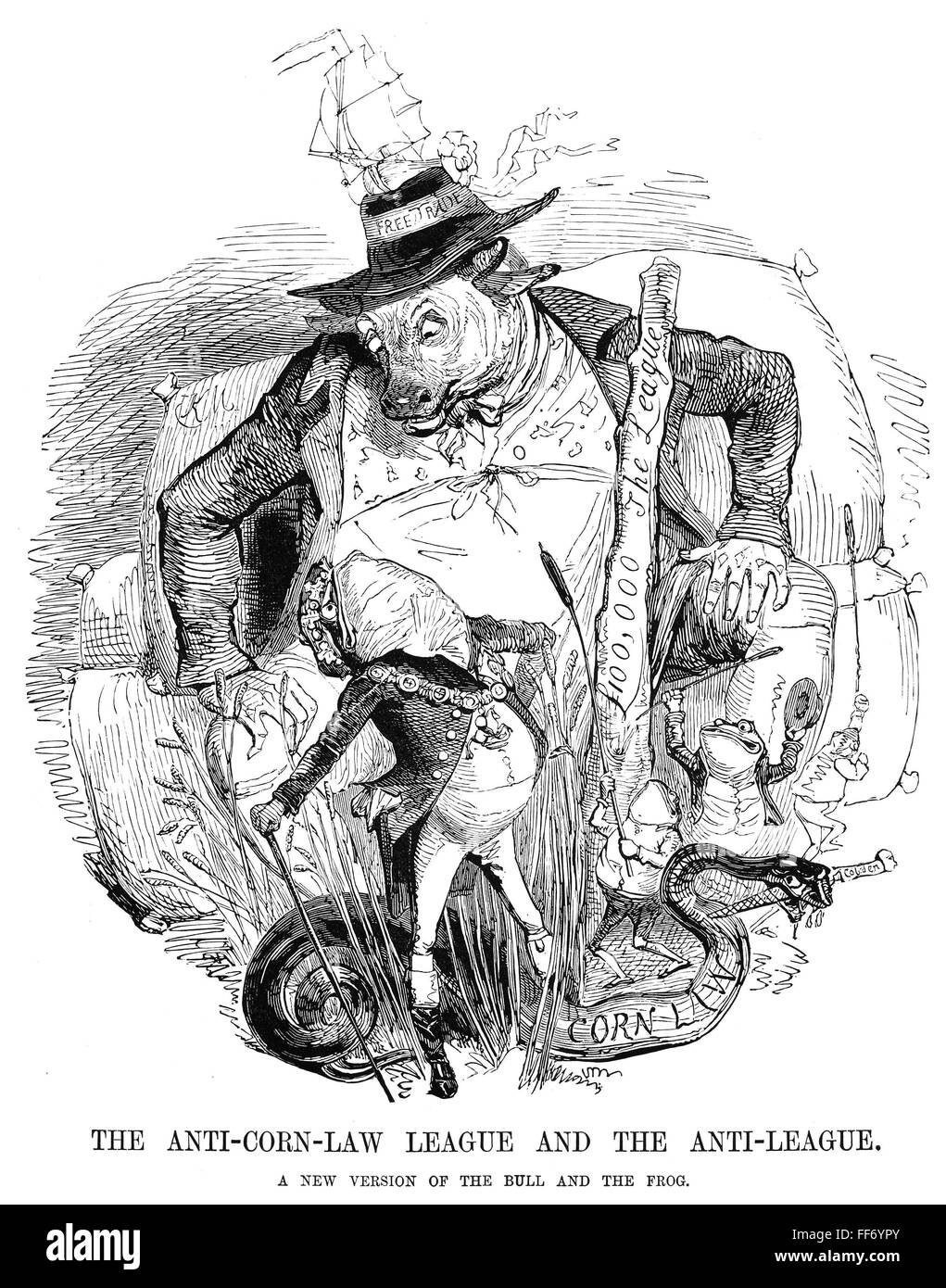 CORN LAW CARTOON, 1844. /n'The AntiCornLaw League and the AntiLeague