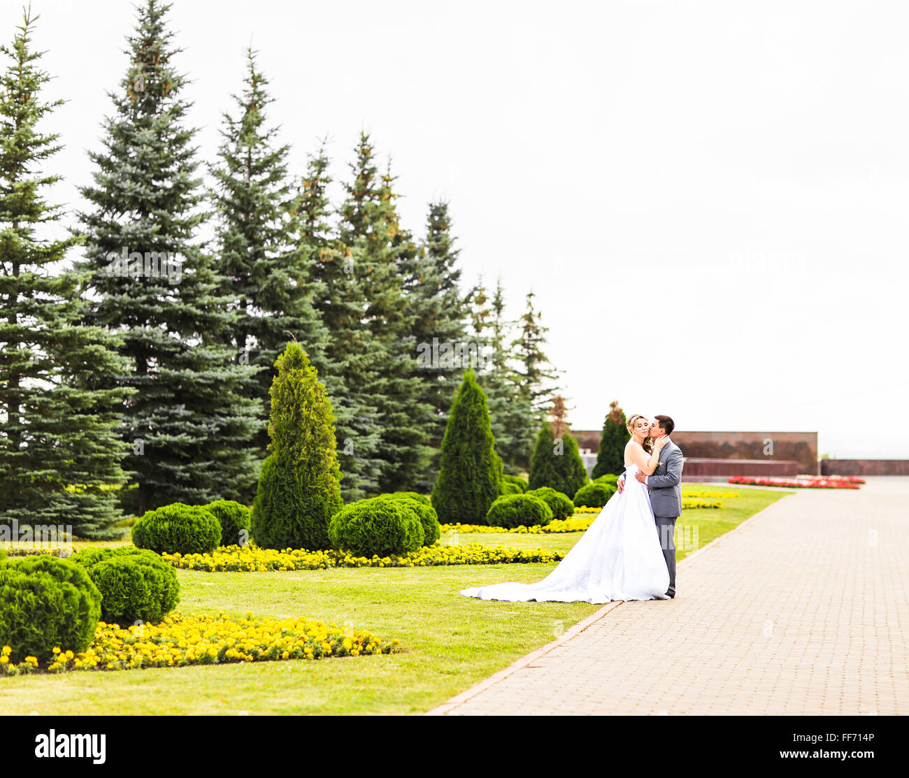 Wedding, Beautiful Romantic Bride and Groom Kissing and Embracing Stock ...
