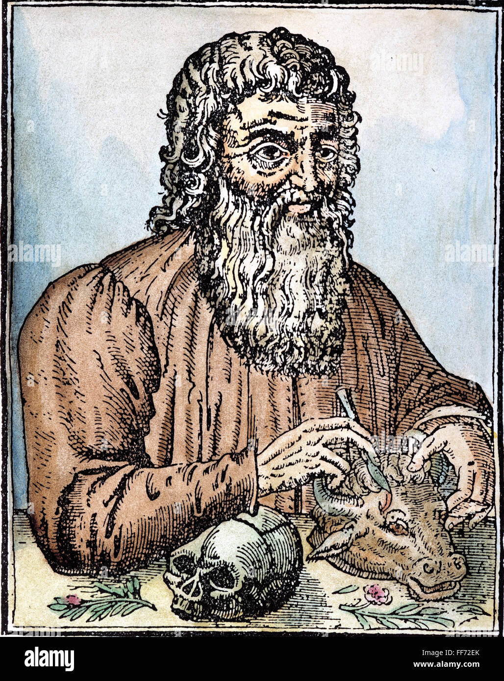 HIPPOCRATES (c460-c377 B.C.). /nGreek physician. Woodcut, French, from Ambroise ParΘ's 'Surgery,' 1561. Stock Photo
