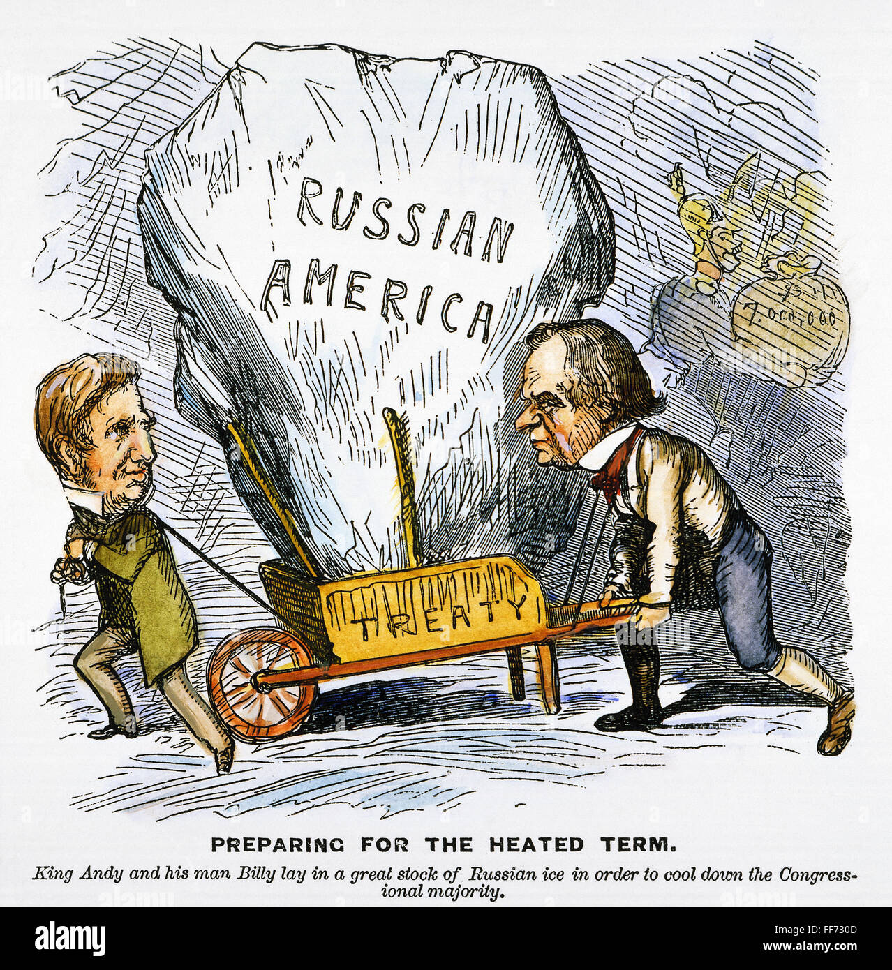 ALASKA PURCHASE CARTOON. /n'Preparing for the heated term.' American