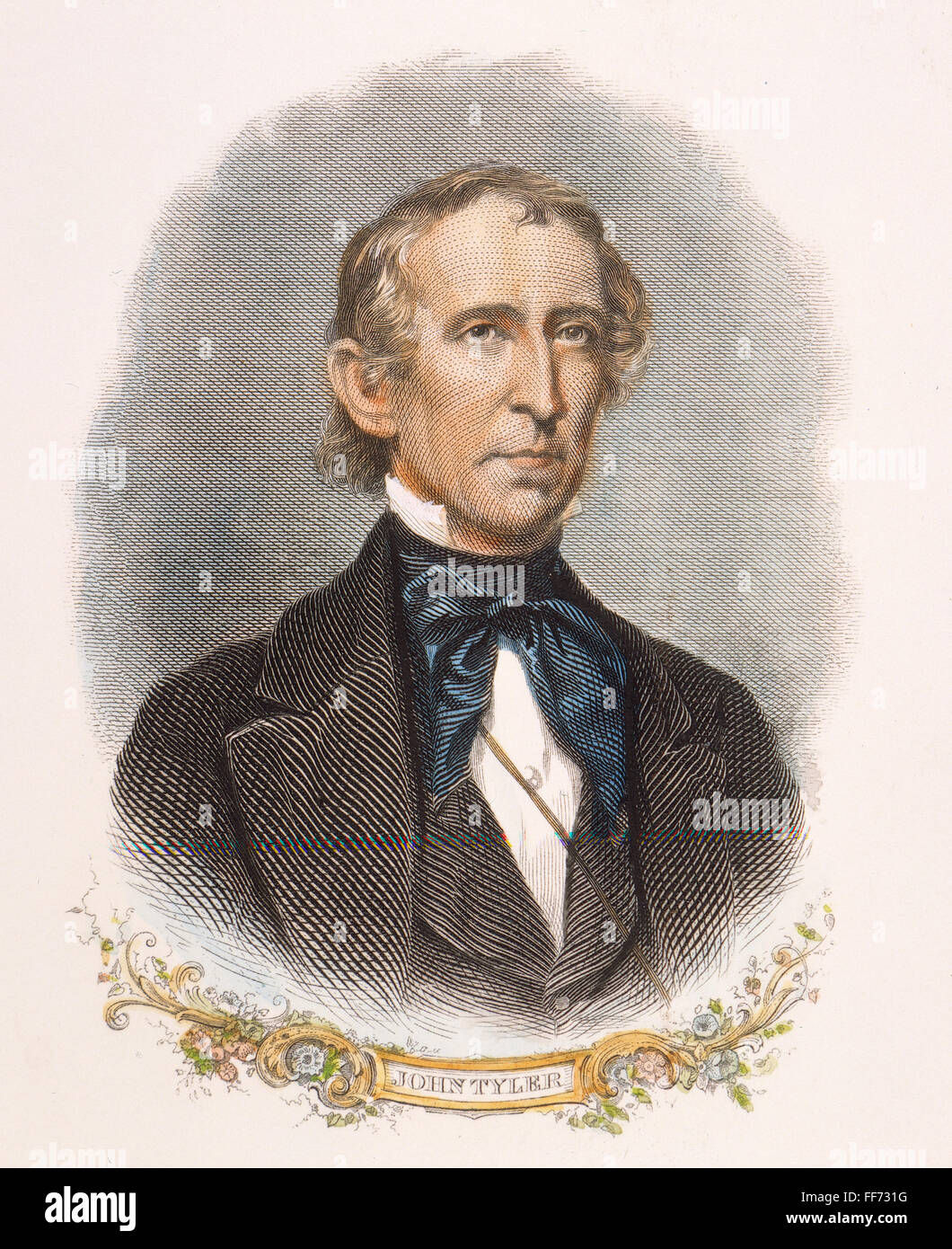 JOHN TYLER (1790-1862): /nengraving, 19th century. Stock Photo