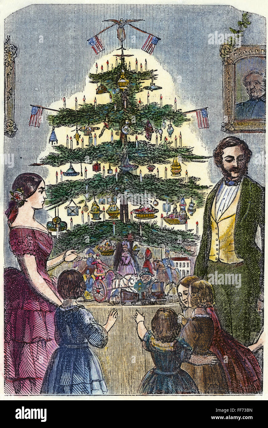 CHRISTMAS TREE, 1864. /nWood engraving, American, 1864. Stock Photo