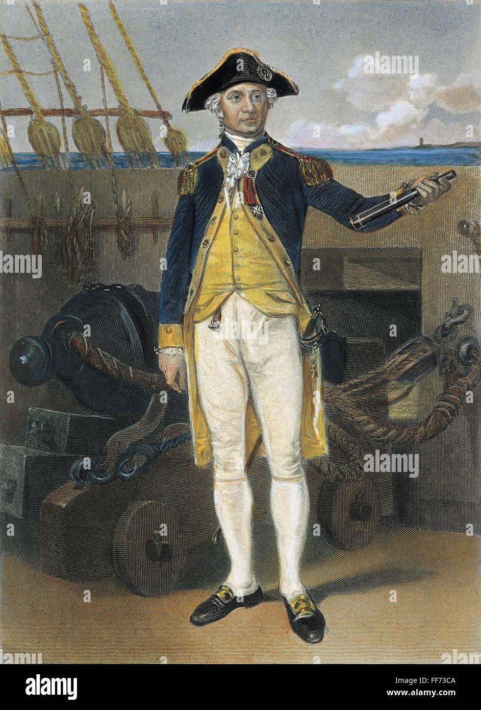 JOHN PAUL JONES (1747-1792). /nAmerican (Scottish-born) naval officer. Steel engraving, American, 1861, after a painting by Alonzo Chappel. Stock Photo