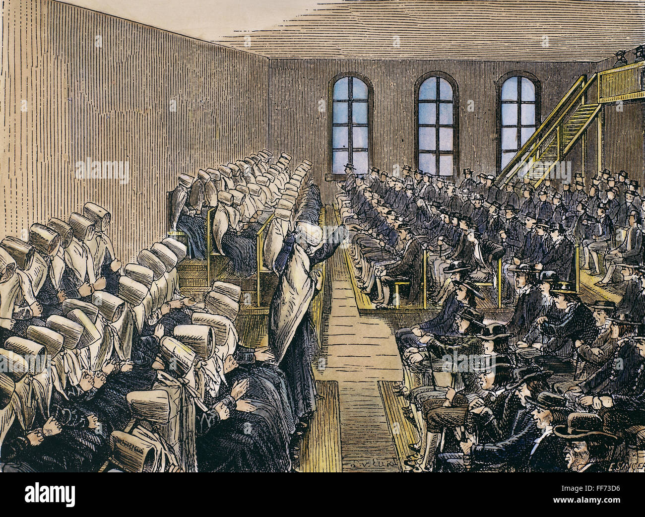 QUAKER MEETING. /nA Quaker meeting at Philadelphia, Pennsylvania. Line ...