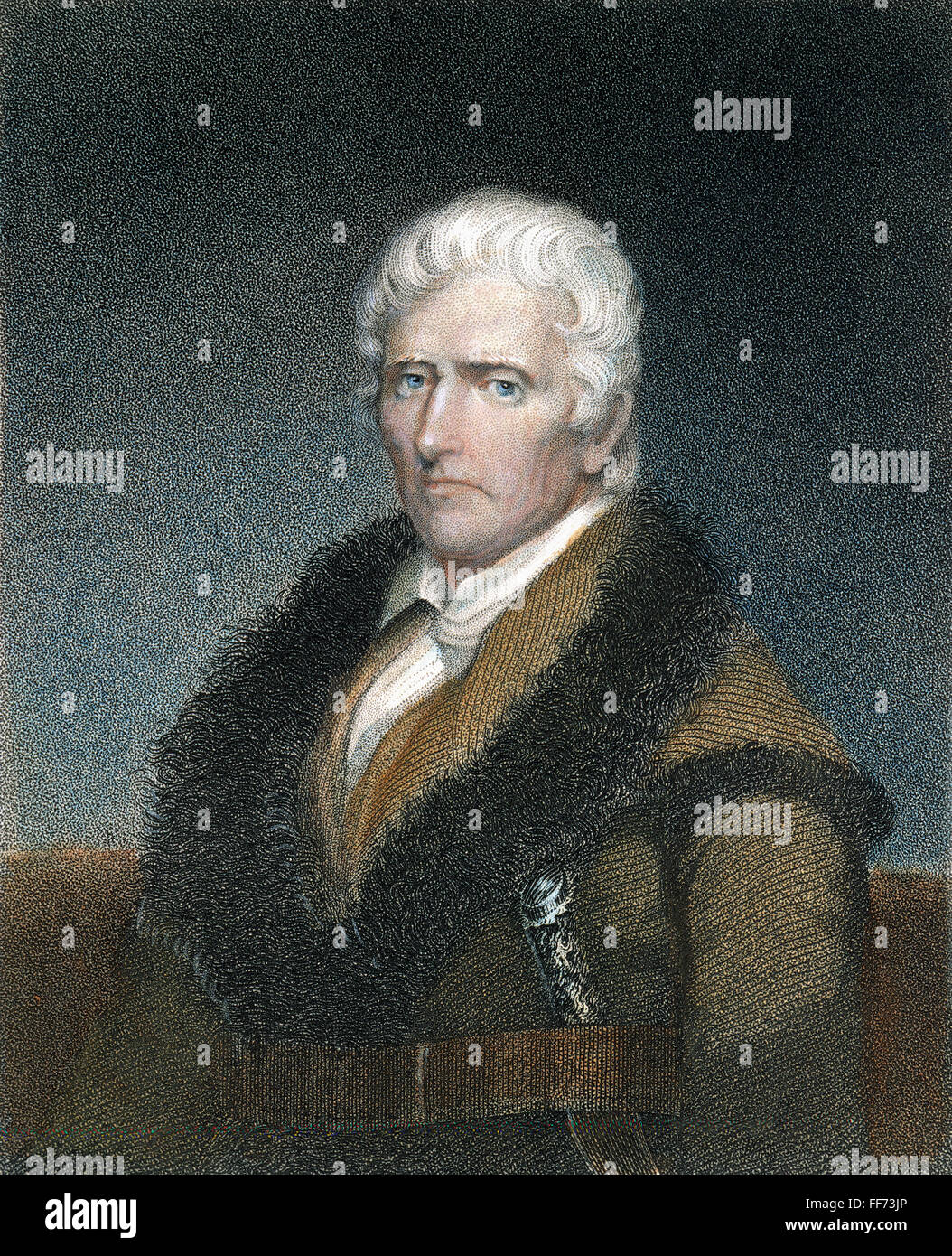 DANIEL BOONE (1734-1820). /nAmerican frontiersman. Stipple engraving, American, c1835, after Chester Harding. Stock Photo