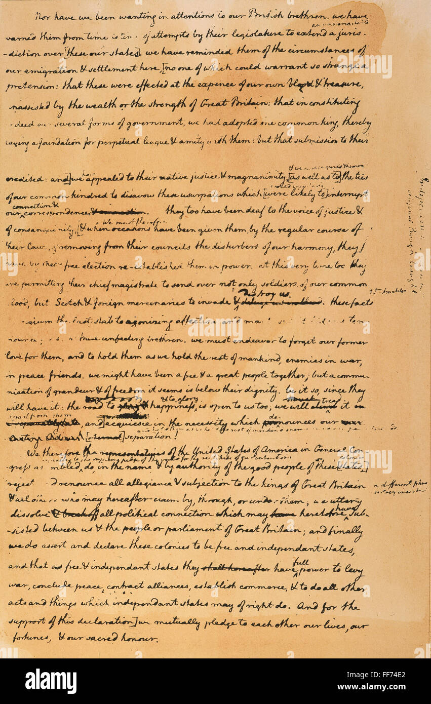declaration of independence original rough draft