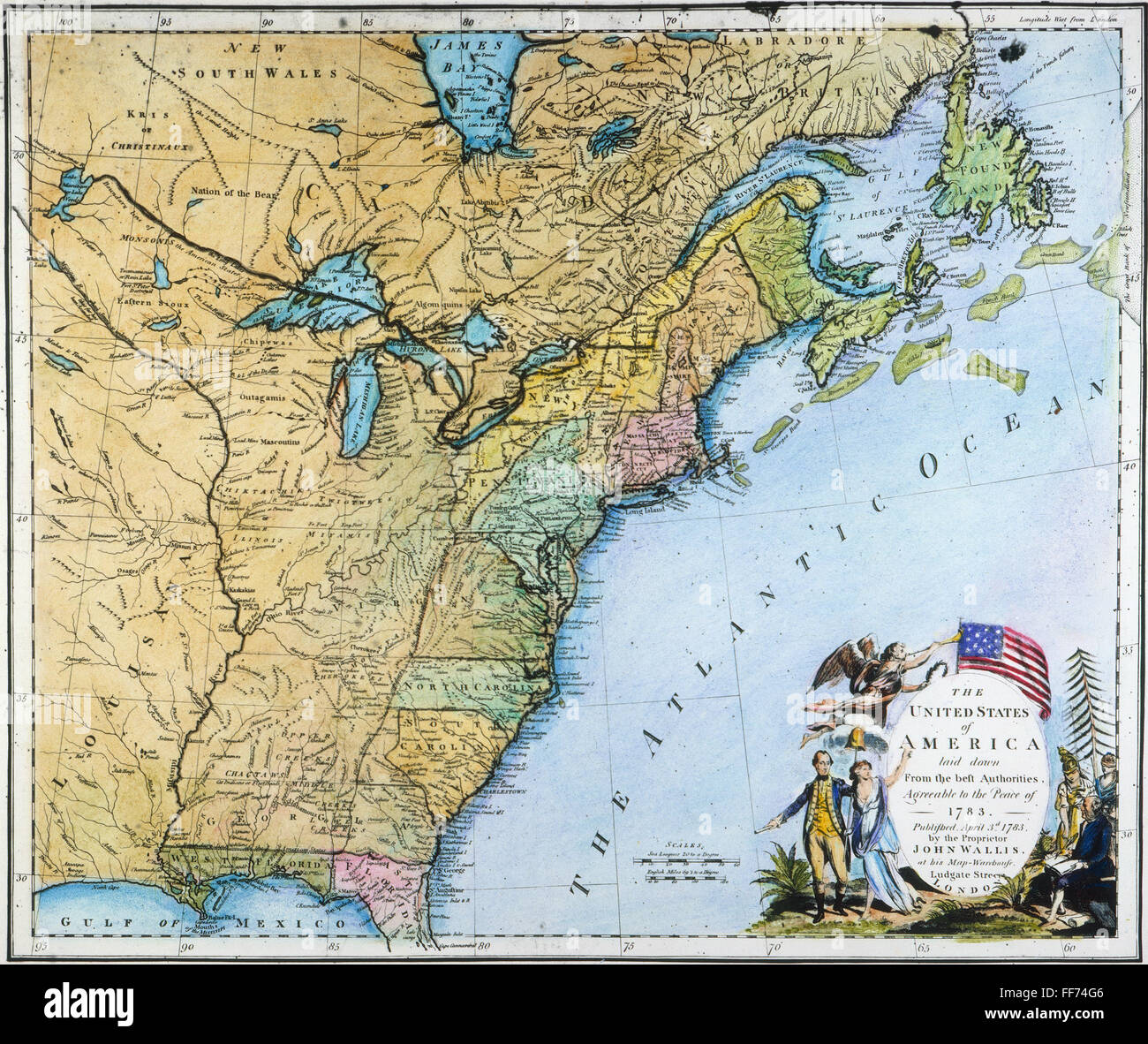 U.S. MAP, 1783. /nThe first specially engraved map of the United States made after the