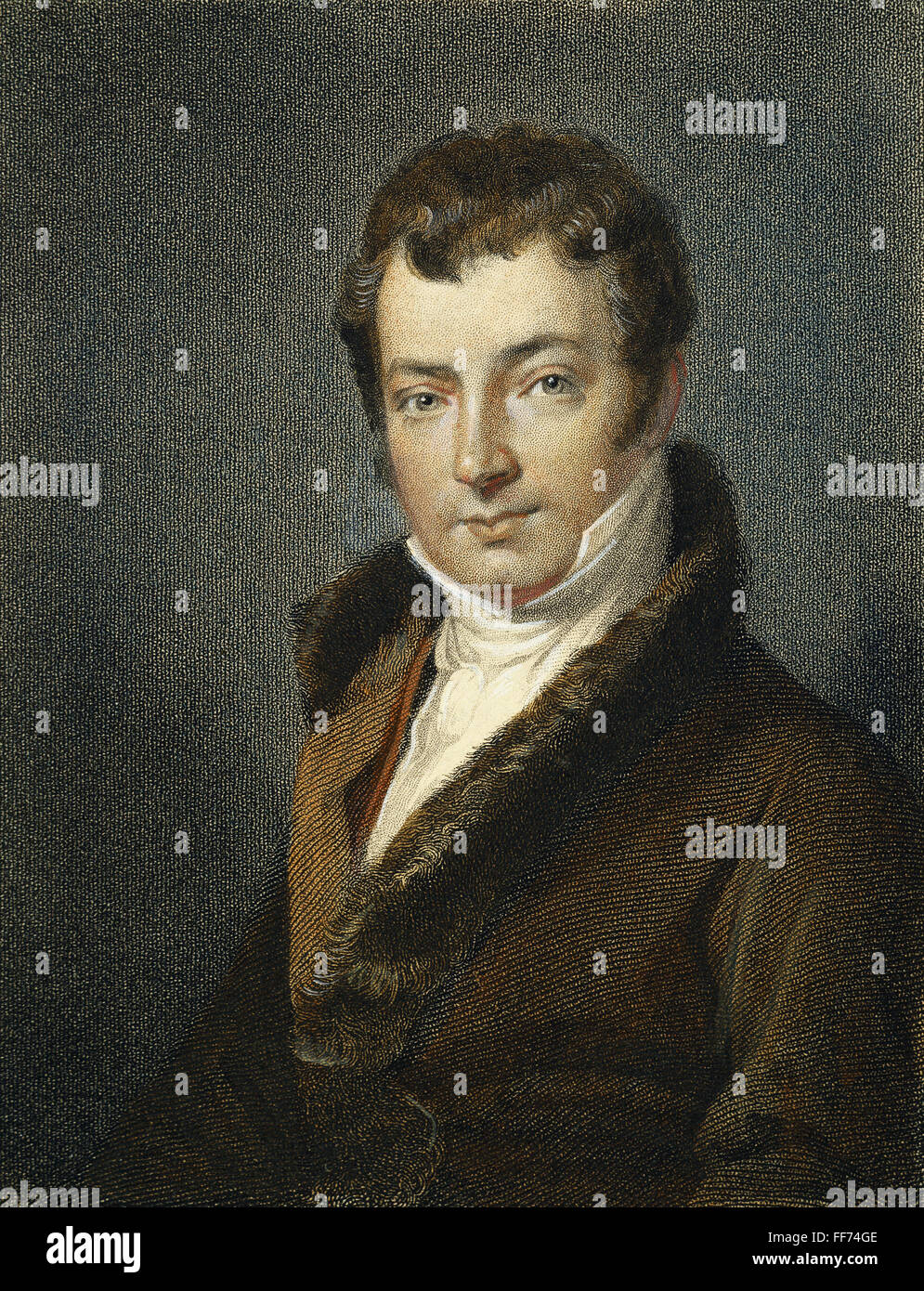 WASHINGTON IRVING /n(1783-1859). American author. Colored engraving, 1833. Stock Photo