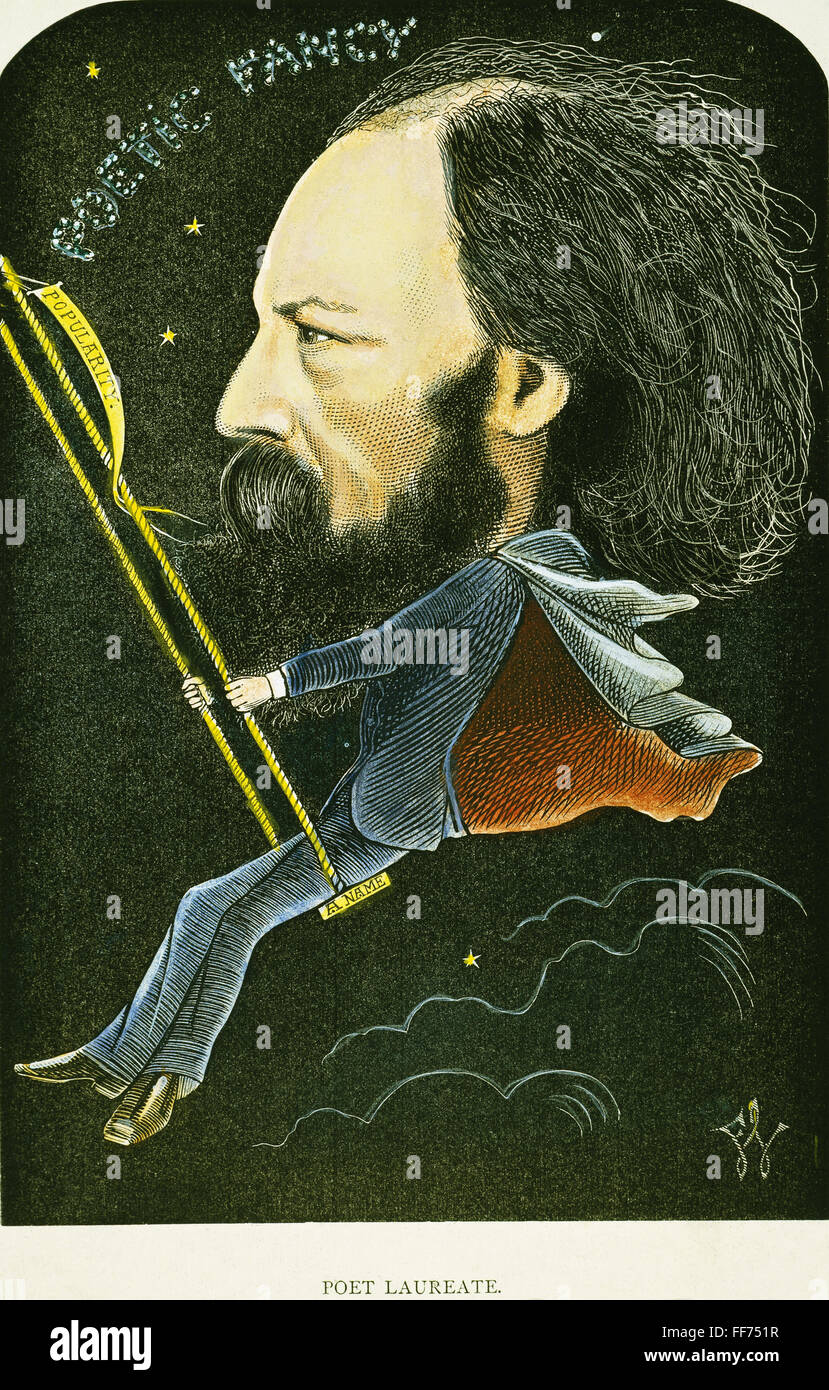 ALFRED TENNYSON /n(1809-1892). English poet. Caricature, 1872, by Frederick Waddy. Stock Photo