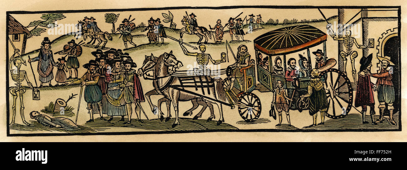 PLAGUE OF LONDON. /nLondoners fleeing into the countryside to escape from the Plague in 1630. Woodcut from a contemporary English broadside. Stock Photo