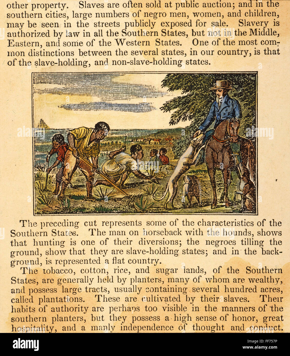 PLANTATION OWNER, 1836. /nA southern plantation owner and his slaves