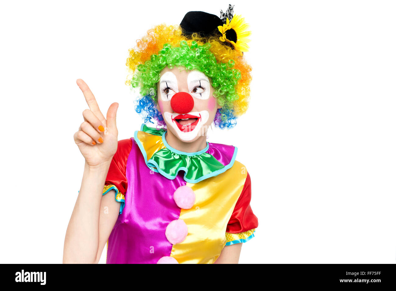 Beautiful young woman as clown - colorful portrait Stock Photo - Alamy