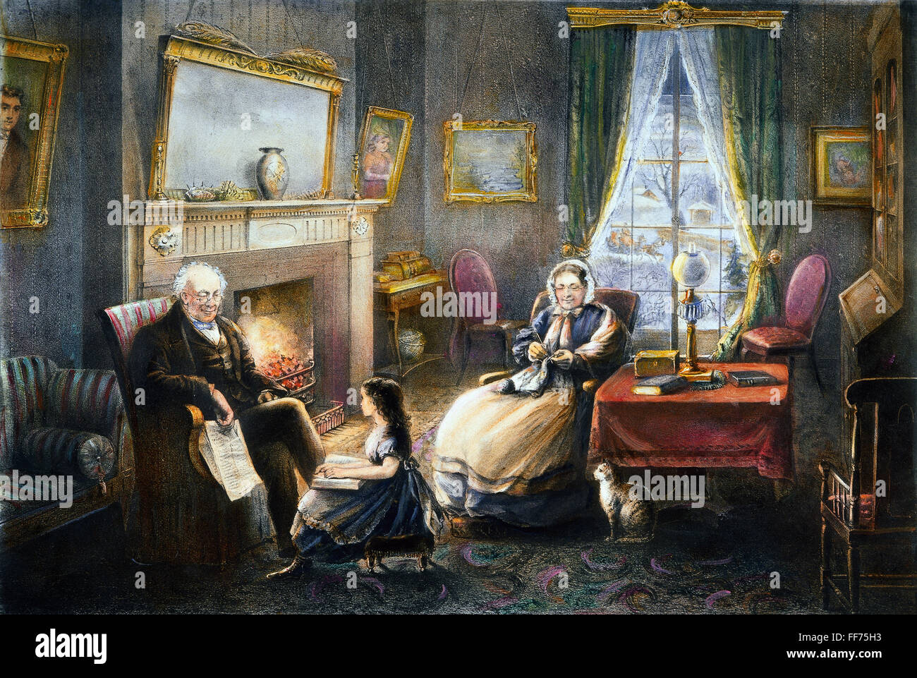OLD AGE, 1868. /n'The Four Seasons of Life/Old Age (The Season of Rest).' Lithograph, 1868, by Currier & Ives. Stock Photo