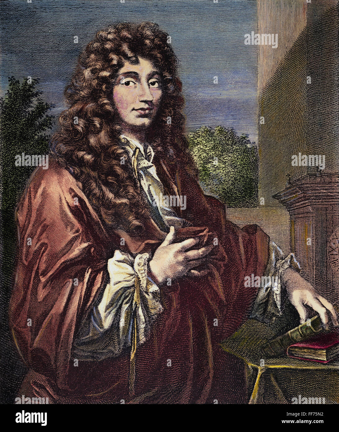 CHRISTIAN HUYGENS /n(1629-1695). Dutch mathematician, physicist, and astronomer. Colored Dutch engraving, 17th century. Stock Photo