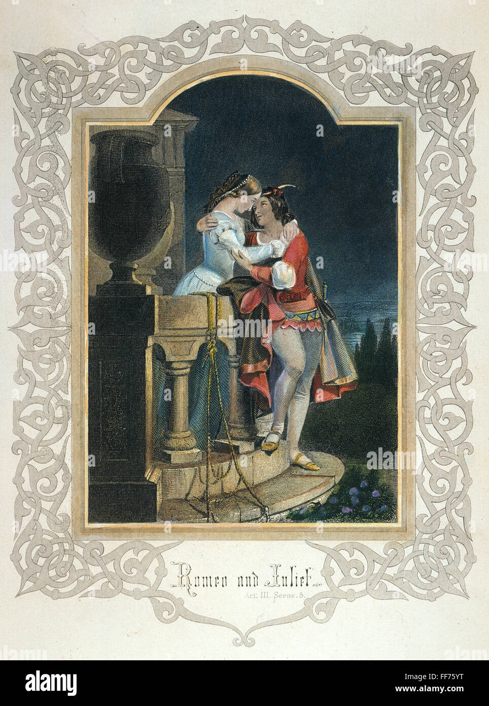 ROMEO &amp; JULIET. /nThe balcony scene (Act 3, scene 5) from William 