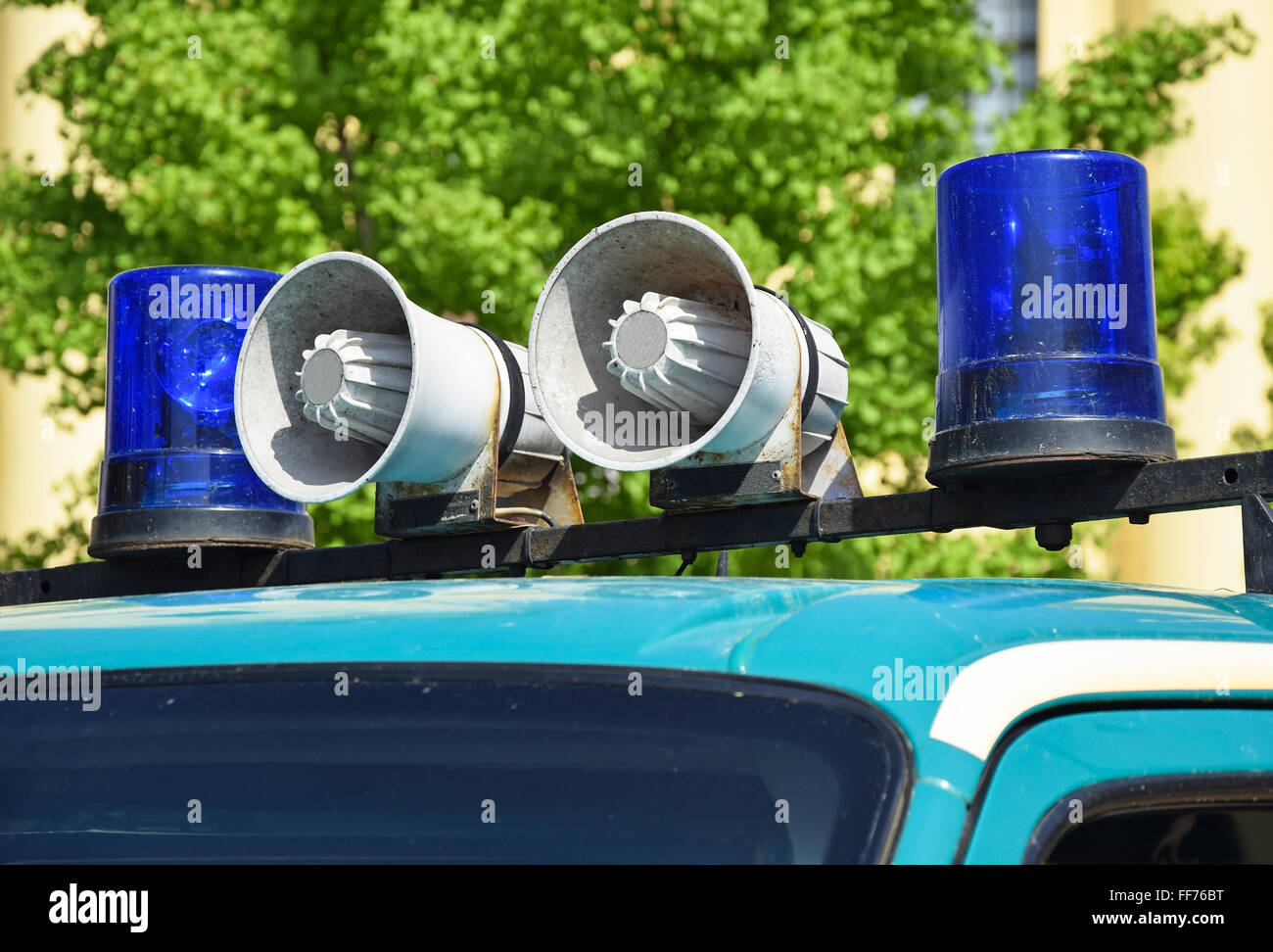 Siren and lights of the police car Stock Photo