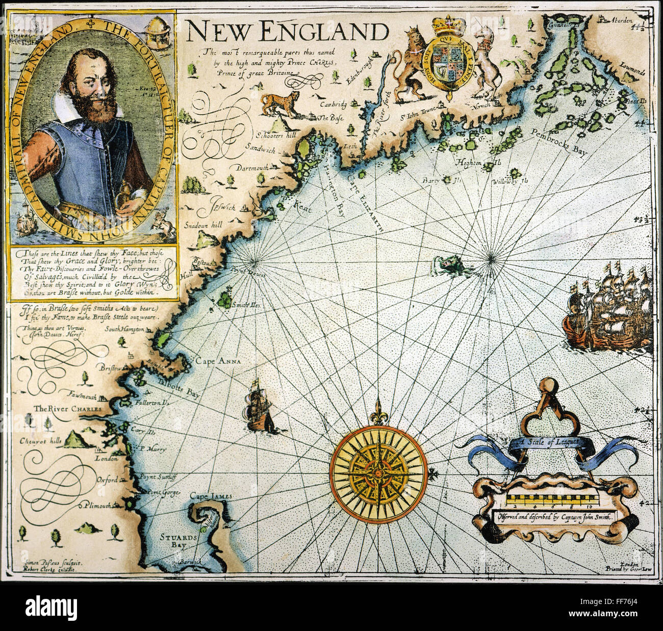 NEW ENGLAND: MAP. /nJohn Smith's map of New England, 1616. Stock Photo
