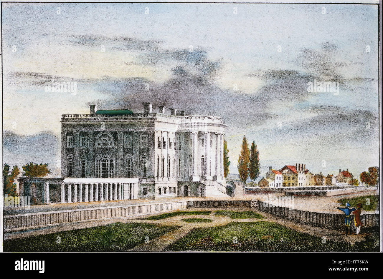 WHITE HOUSE, D.C., c1830. /nSouth-west view of the White House, Washington, D.C.: lithograph, c1830. Stock Photo