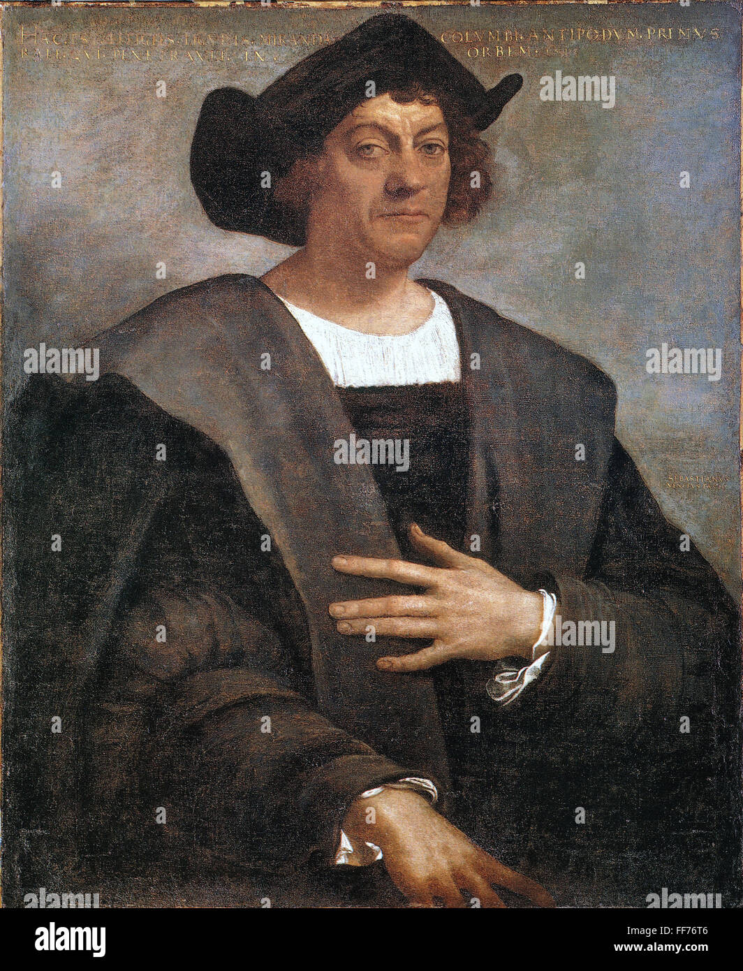 CHRISTOPHER COLUMBUS /n(1451-1506). Italian navigator. Oil, 1519, attributed to Sebastiano del Piombo. Stock Photo