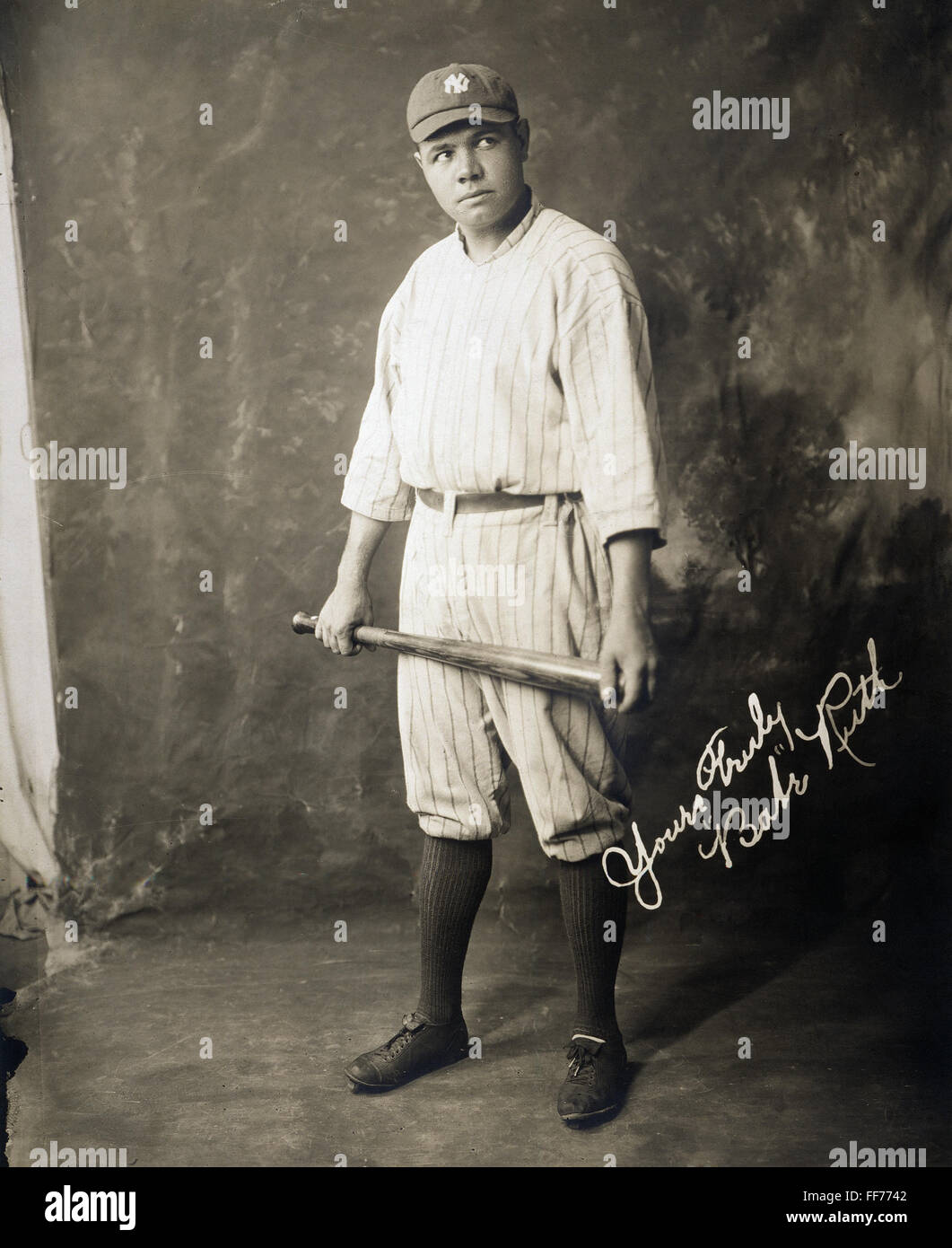 GEORGE H. RUTH (1895-1948). /nBabe Ruth in a publicity photograph, 1920. Stock Photo