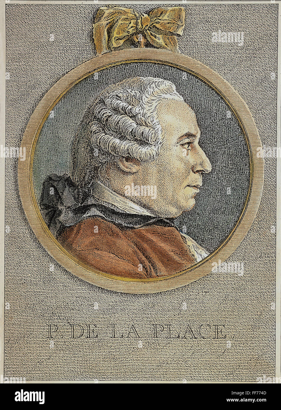 PIERRE-SIMON de LAPLACE /n(1749-1827). Contemporary French colored engraving. Stock Photo