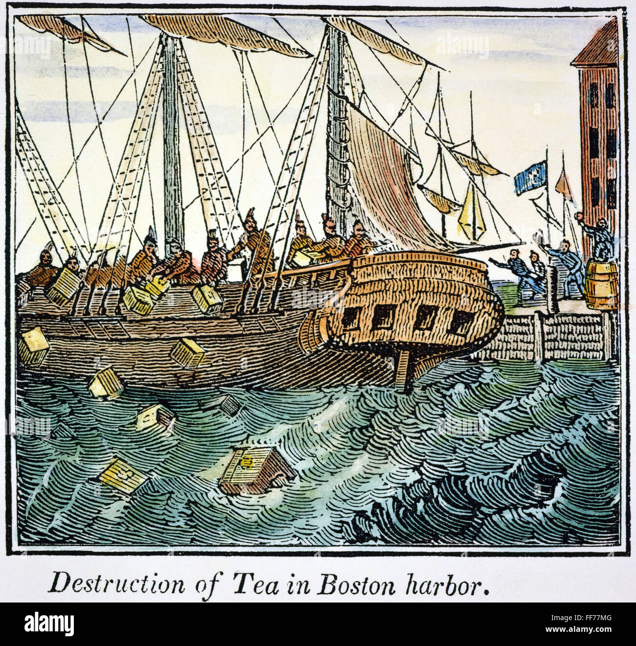 THE BOSTON TEA PARTY, 1773. /n16 December 1773. American engraving, c1845. Stock Photo