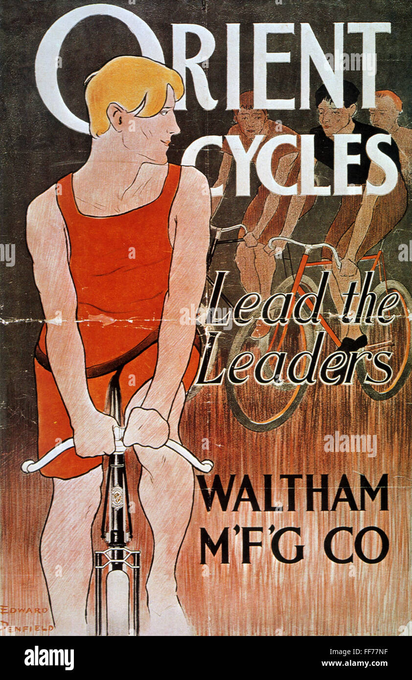 ORIENT CYCLES AD, c1895. /nAmerican advertisement by Edward Penfield. Stock Photo