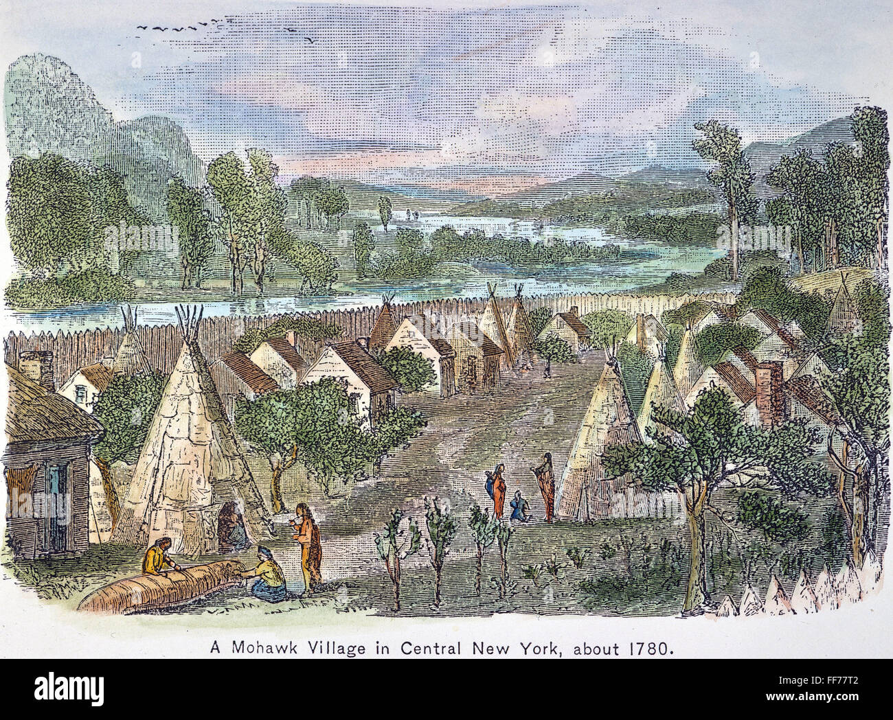 MOHAWK VILLAGE, 1780. /nA Mohawk Native American village in central New