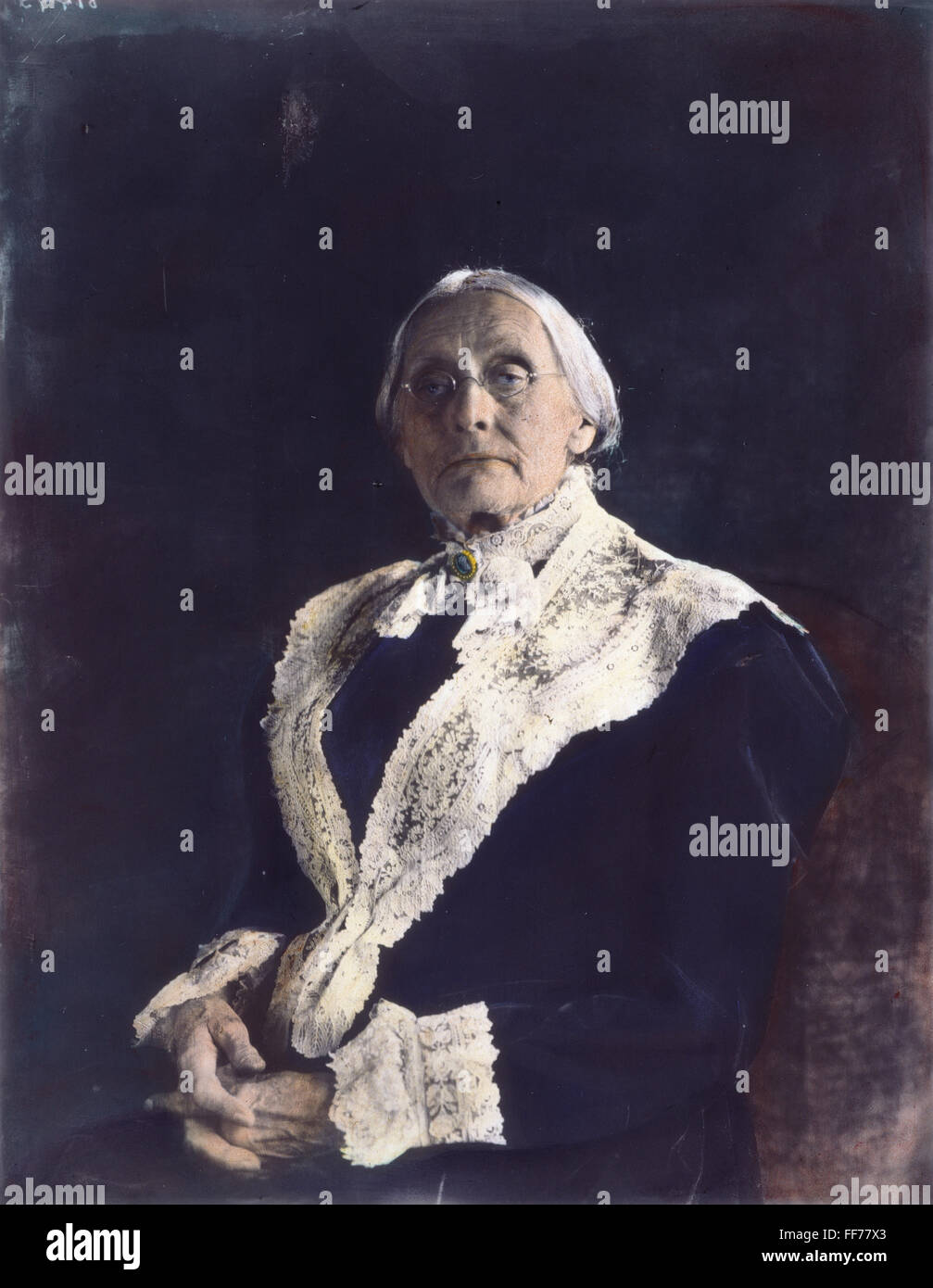 SUSAN B. ANTHONY (1820-1906). /nOil over a photograph, 1900, by Frances Benjamin Johnston. Stock Photo