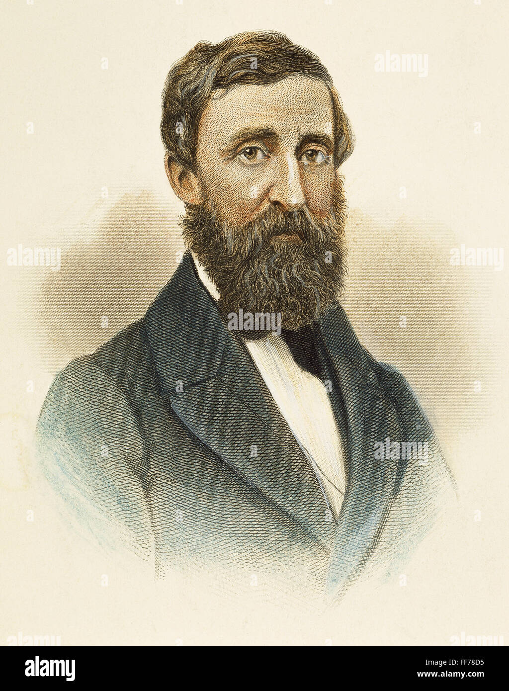 HENRY DAVID THOREAU. /n(1817-1862). American writer. Color engraving after a photograph taken in 1861. Stock Photo