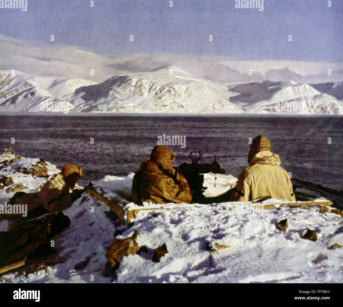 events, Second World War / WWII, Norway, German machinegun position for coastal defence at the Arctic Circle, circa 1942, Additional-Rights-Clearences-Not Available Stock Photo