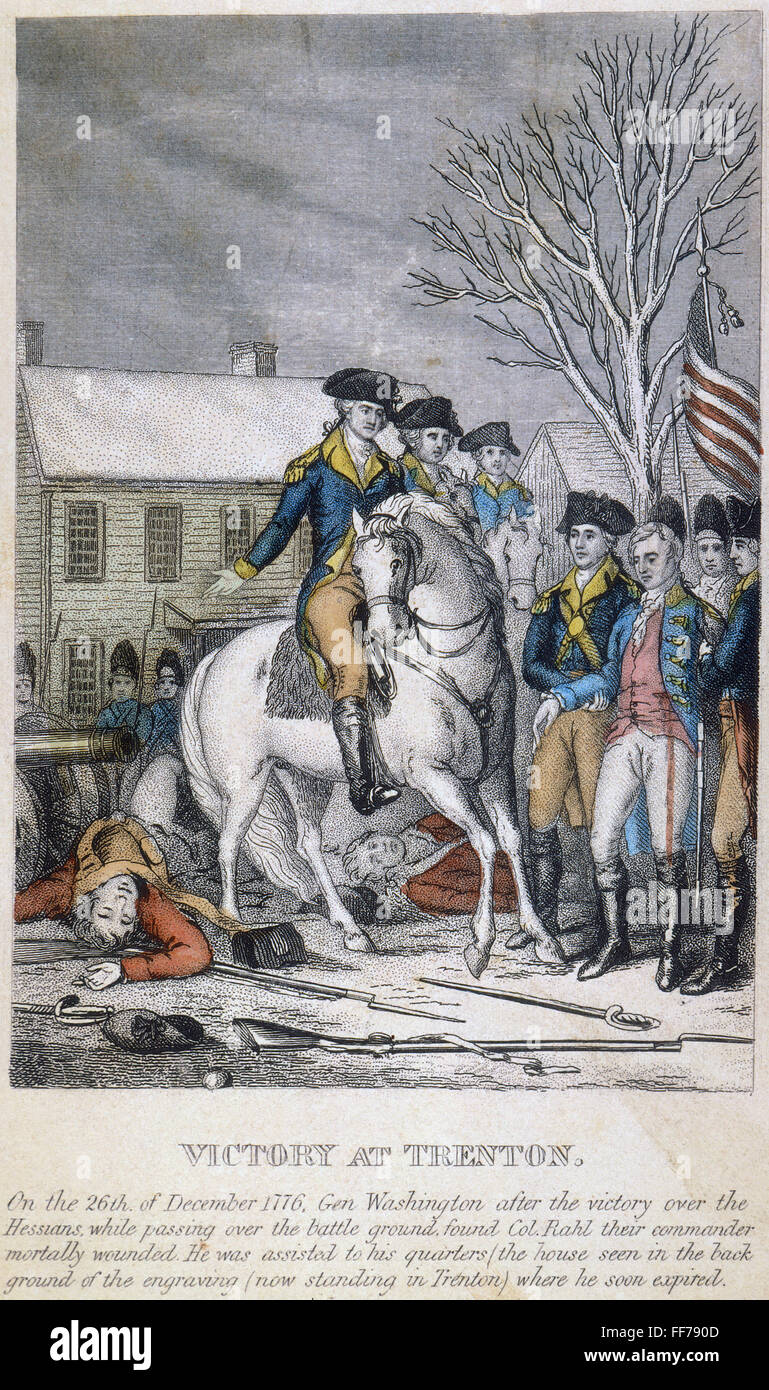 WASHINGTON: TRENTON, 1776. /nColored engraving, 1857. Stock Photo