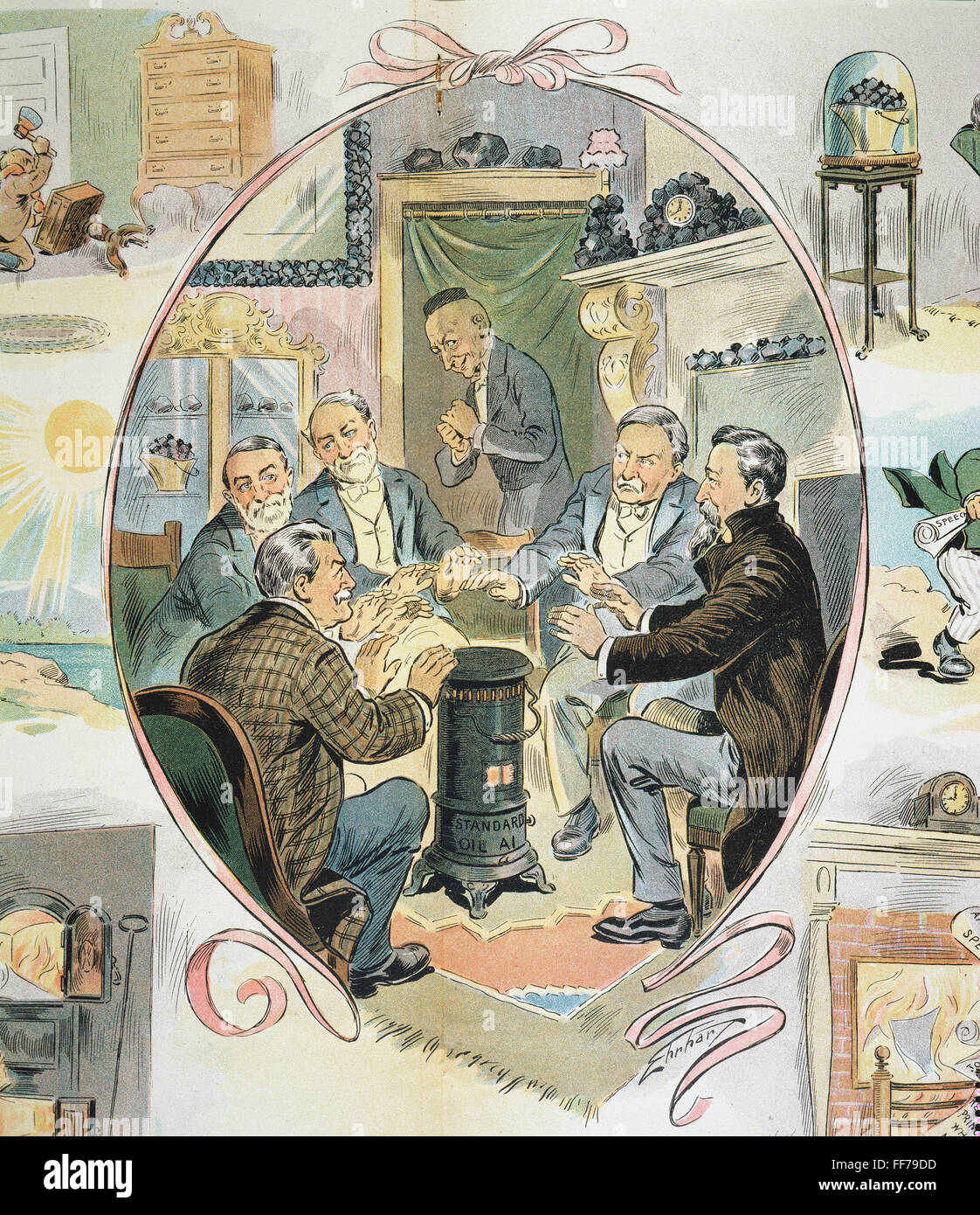 STANDARD OIL CARTOON. /nJohn D. Rockefeller (standing) and fellow ...