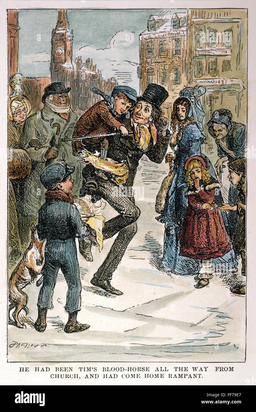 DICKENS: A CHRISTMAS CAROL. /nBob Cratchit and Tiny Tim. Drawing from Stock Photo: 95432799 - Alamy