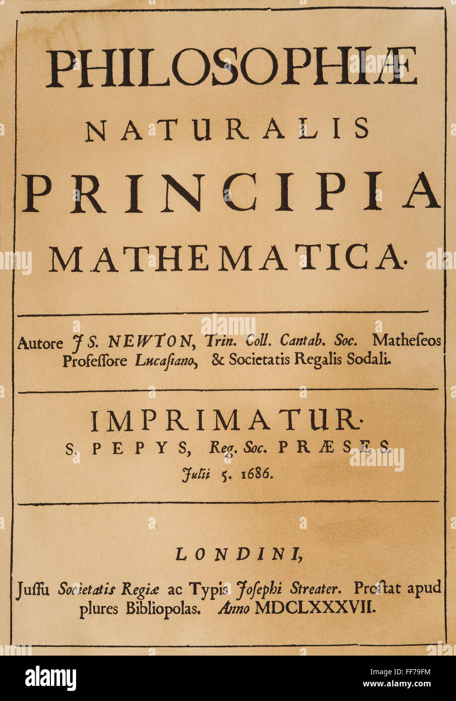 ISAAC NEWTON TITLE-PAGE. /nTitle page of Sir Isaac Newton's ...