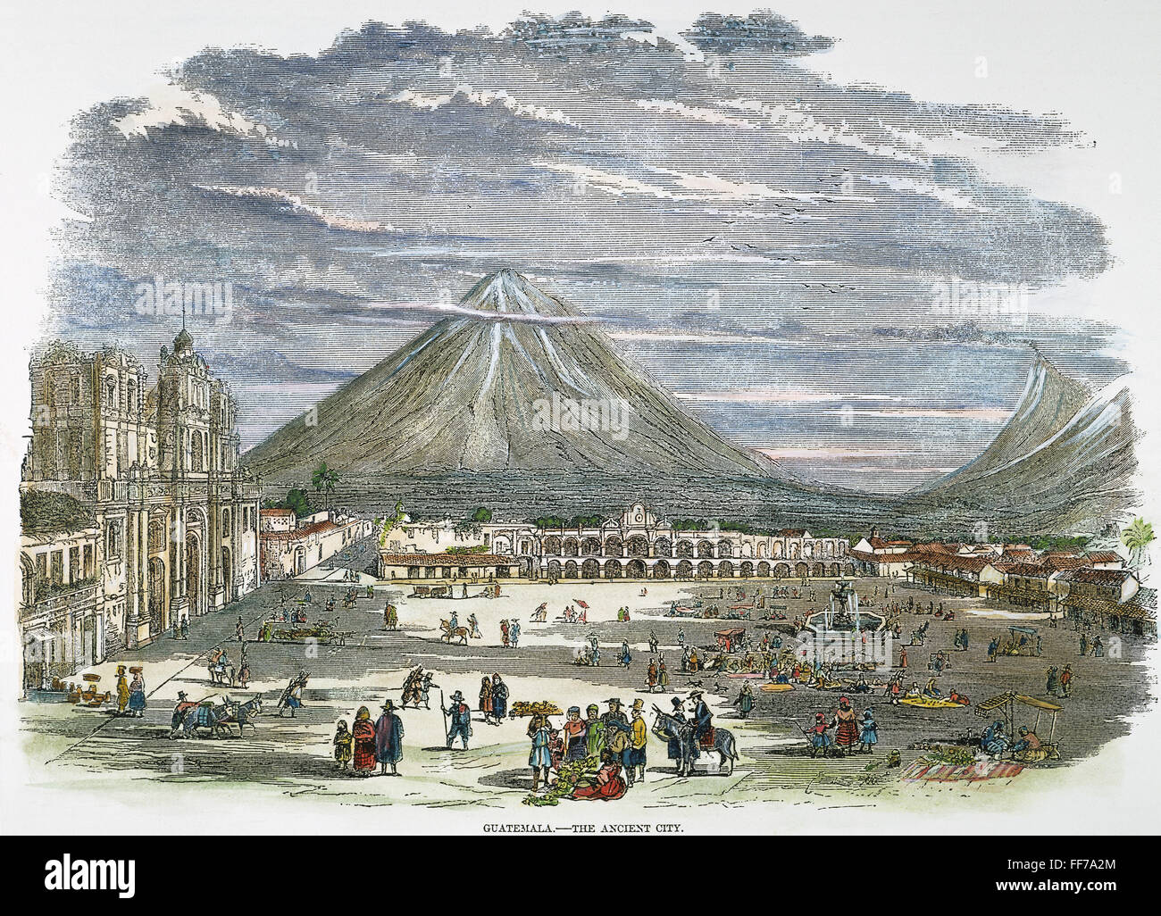 GUATEMALA CITY, 1856. /nThe valley city of Guatemala in the central highlands. English engraving, 1856. Stock Photo