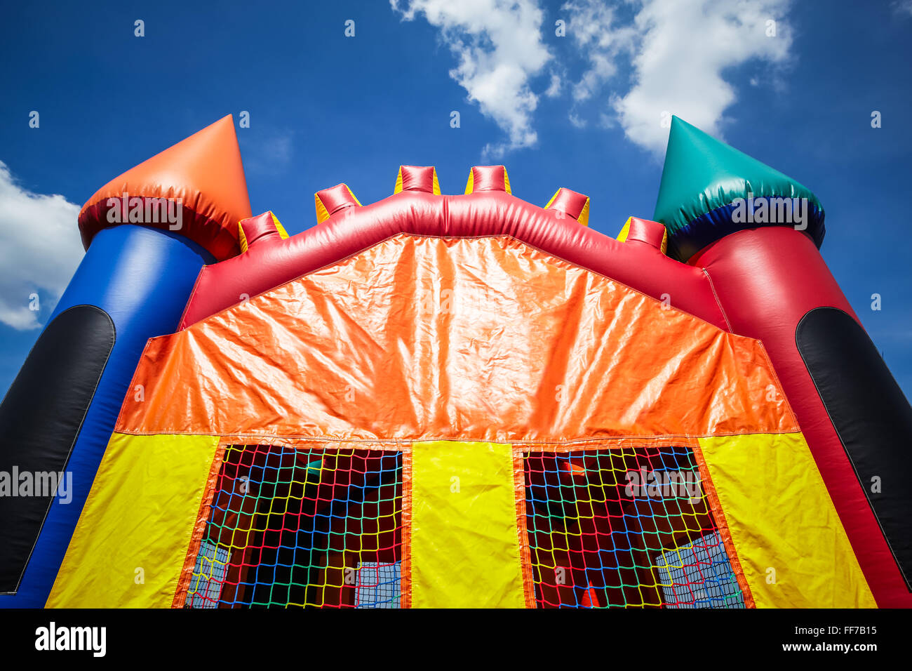 Children's inflatable bounce house castle upper half Stock Photo Alamy