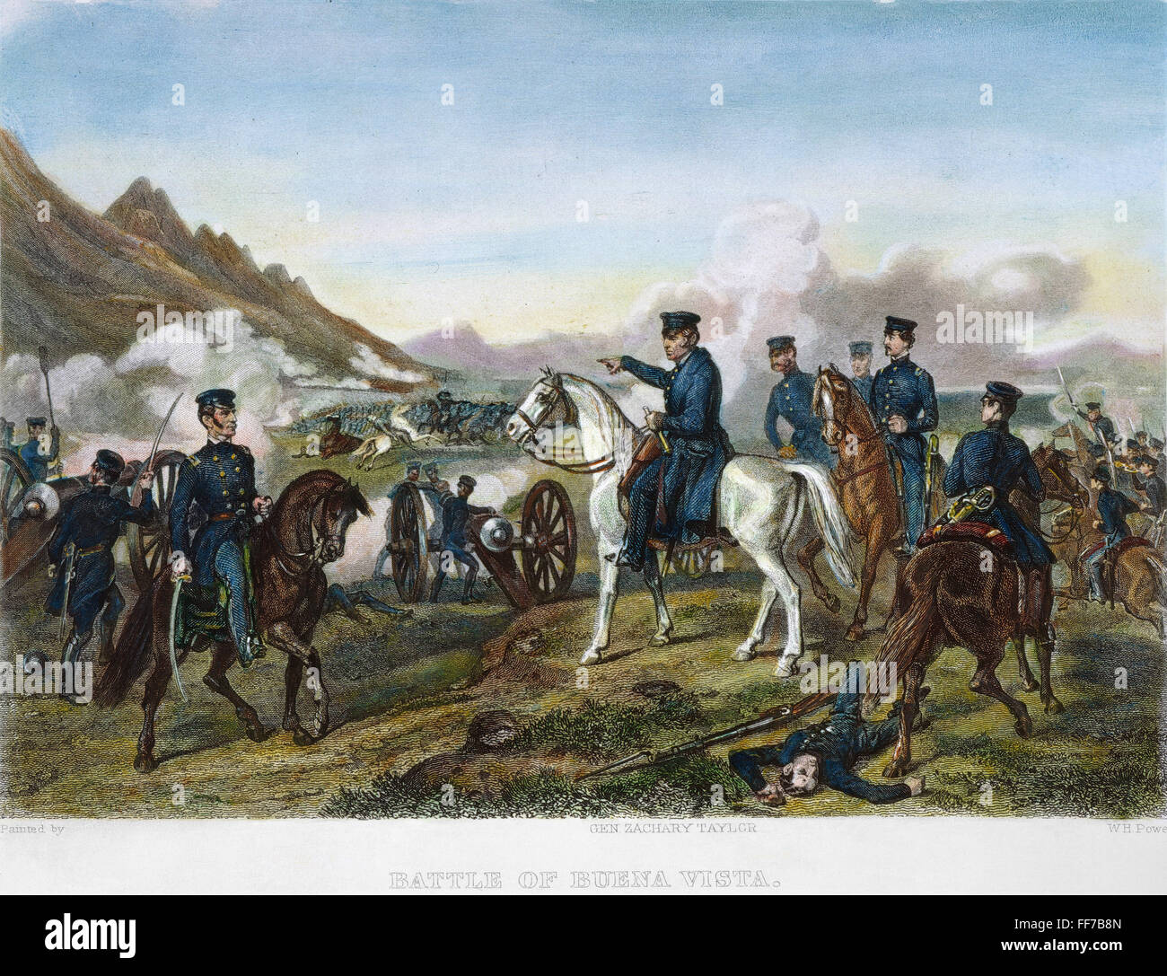 BATTLE OF BUENA VISTA, 1847. /nGeneral Zachary Taylor at the Battle of Buena Vista, Mexico, 22-23 February 1847: engraving, 19th century. Stock Photo